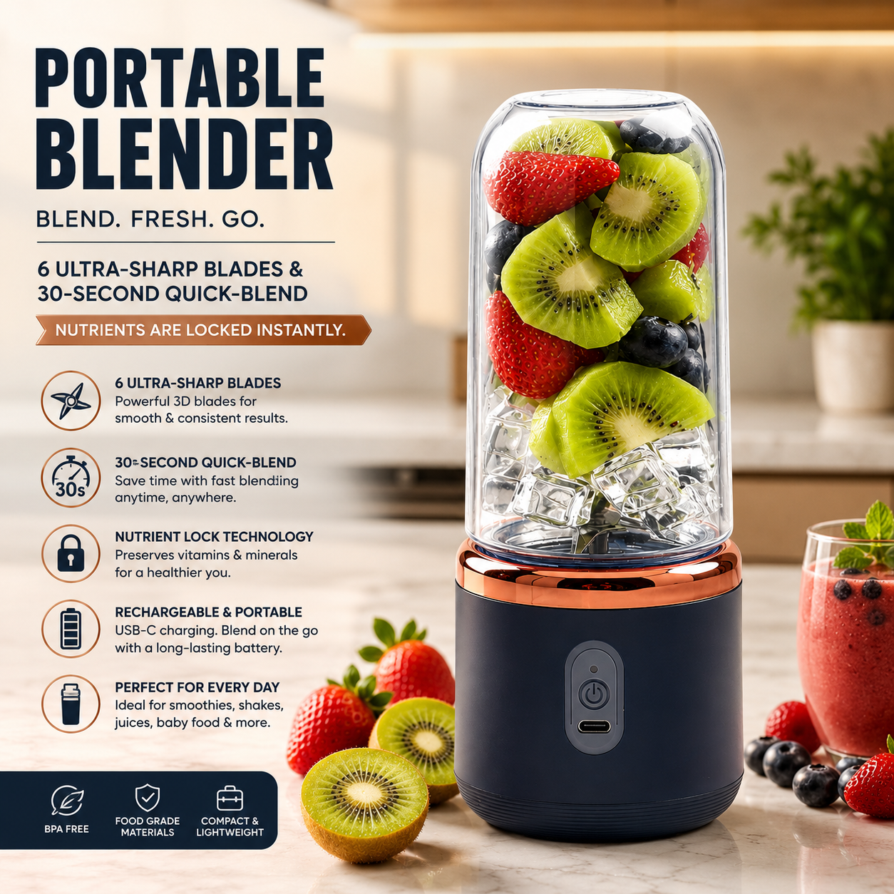 Mini Rechargeable Juicer™ – Blend Anywhere, Anytime