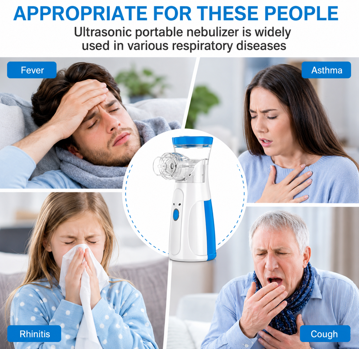Portable Mesh Nebulizer – Silent Rechargeable Handheld Nebulizer for Adults & Kids | USB Charging | Fine Mist Inhaler