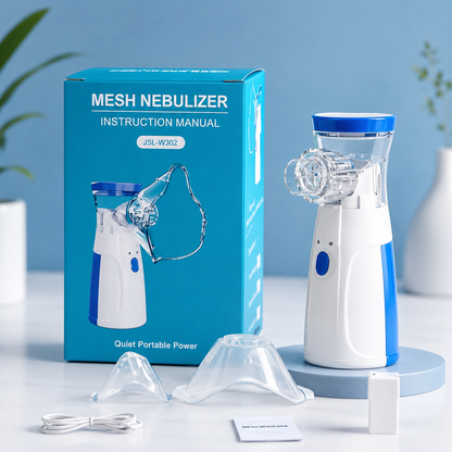 Portable Mesh Nebulizer – Silent Rechargeable Handheld Nebulizer for Adults & Kids | USB Charging | Fine Mist Inhaler