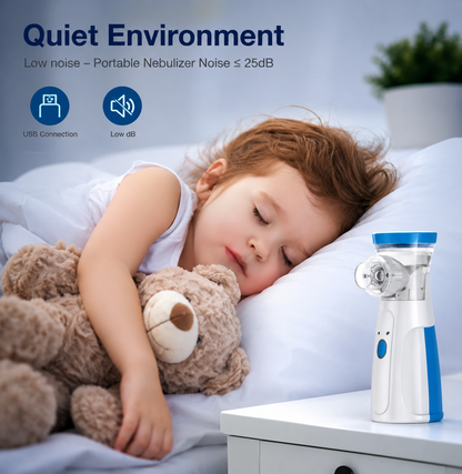Portable Mesh Nebulizer – Silent Rechargeable Handheld Nebulizer for Adults & Kids | USB Charging | Fine Mist Inhaler